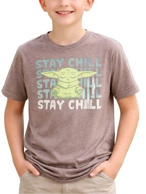 Star Wars Yoda “Stay Chill” Graphic Tee Boys Medium 10/12 Brown Short Sleeve